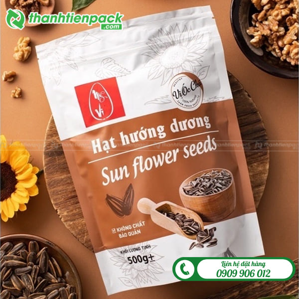 T&uacute;i zip bạc đựng hạt hướng dương