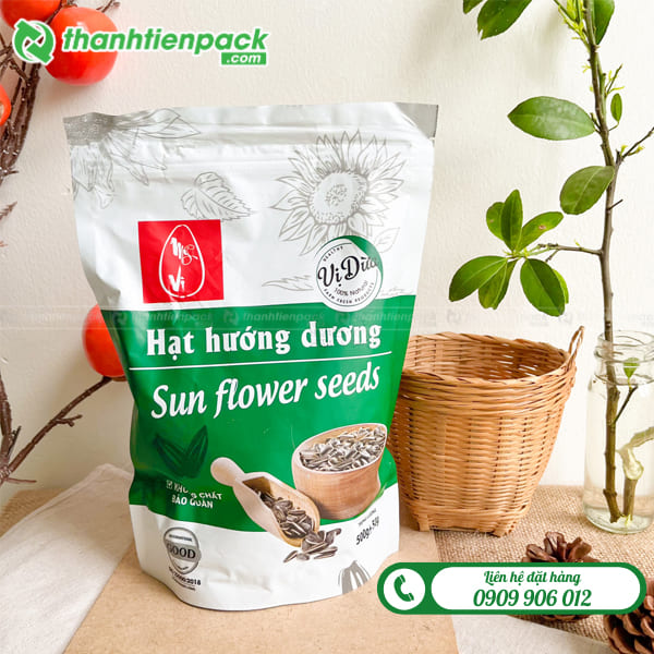 T&uacute;i zip đ&aacute;y đứng đựng hạt hướng dương