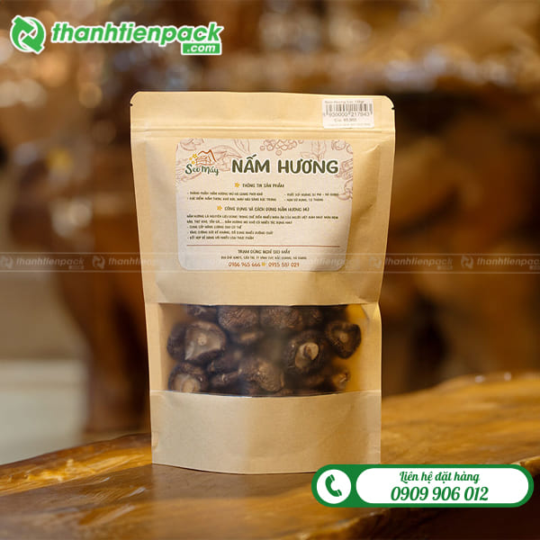 Túi zip giấy có cửa sổ đựng nấm