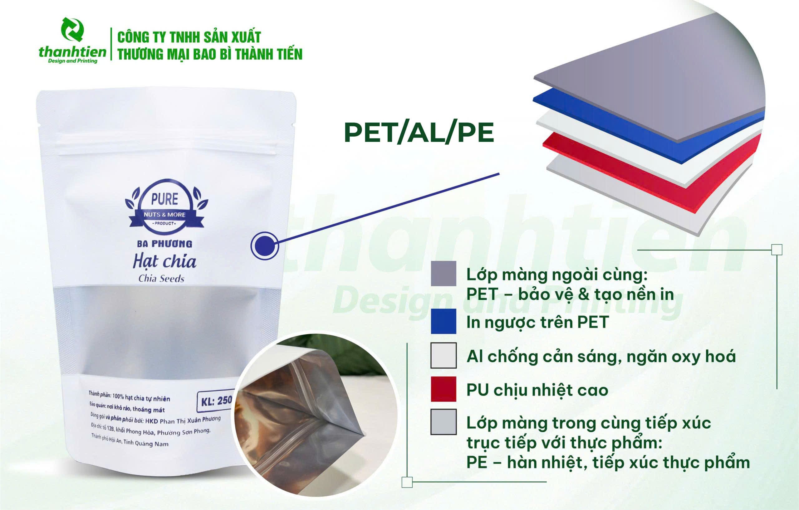 Cấu tr&uacute;c bao b&igrave; hồng sấy dẻo PET/AL/PE