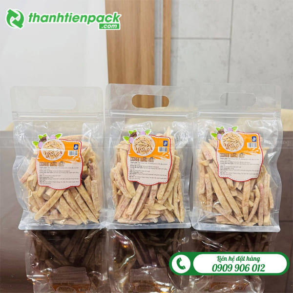 T&uacute;i zip 8 cạnh đựng khoai m&ocirc;n sấy đục lỗ xo&agrave;i