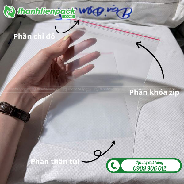 Cấu tạo túi zip chỉ đỏ