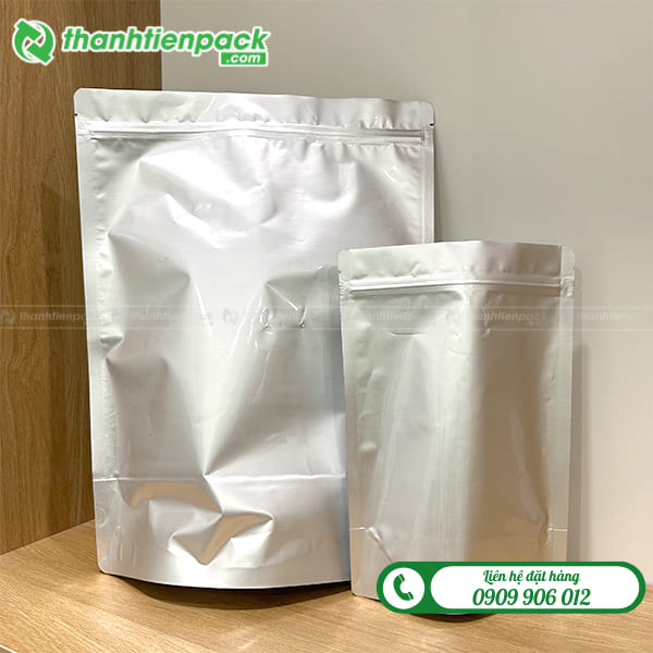 Túi zip 2 mặt bạc đáy đứng