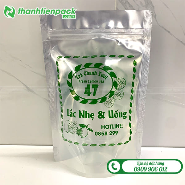 Túi zip bạc 1 mặt trong