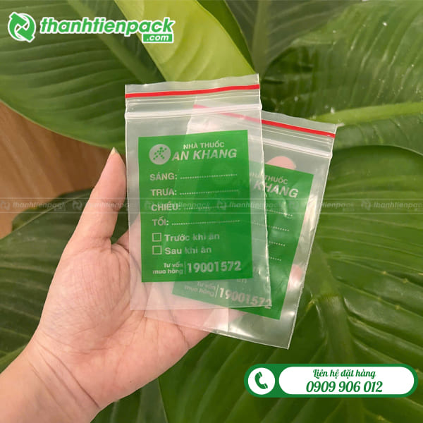 Túi zip chỉ đỏ nhà thuốc An Khang