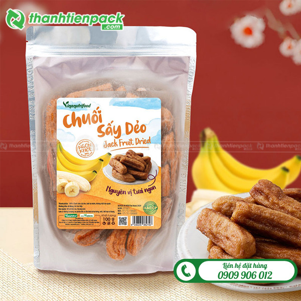 T&uacute;i zip 1 mặt bạc đựng chuối sấy