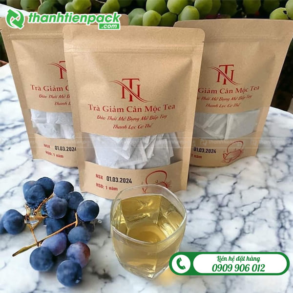 T&uacute;i zip giấy c&oacute; cửa số đựng tr&agrave; 