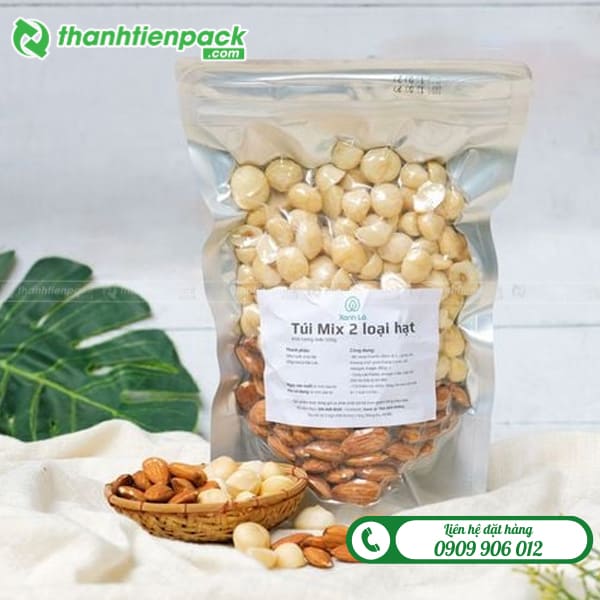 T&uacute;i zip bạc đựng hạt macca
