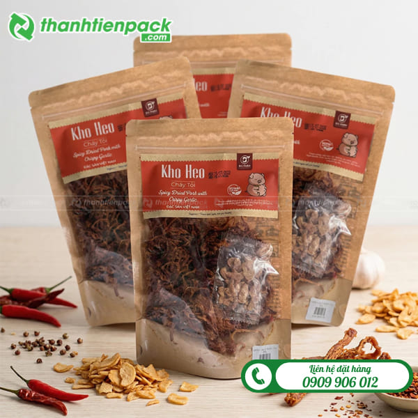 T&uacute;i zip giấy kraft đựng kh&ocirc; heo