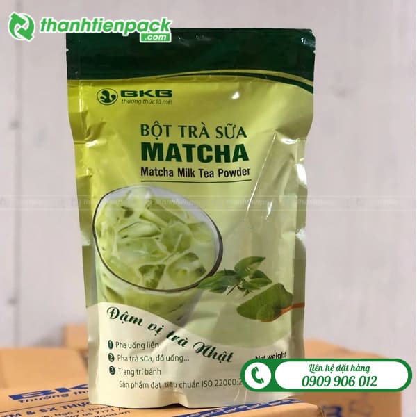 In t&uacute;i zip đựng bột matcha