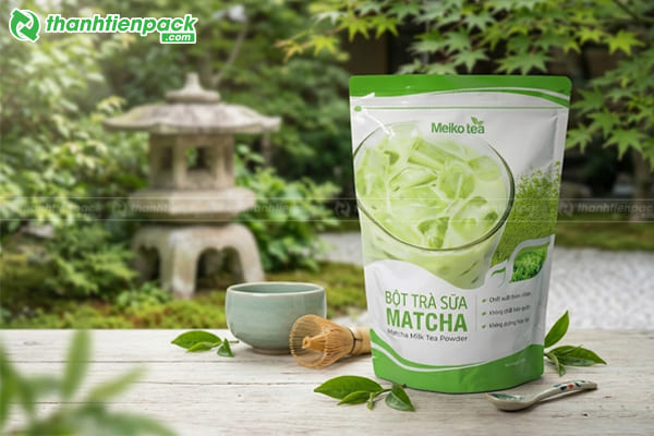 Thiết kế bao b&igrave; bột matcha đẹp