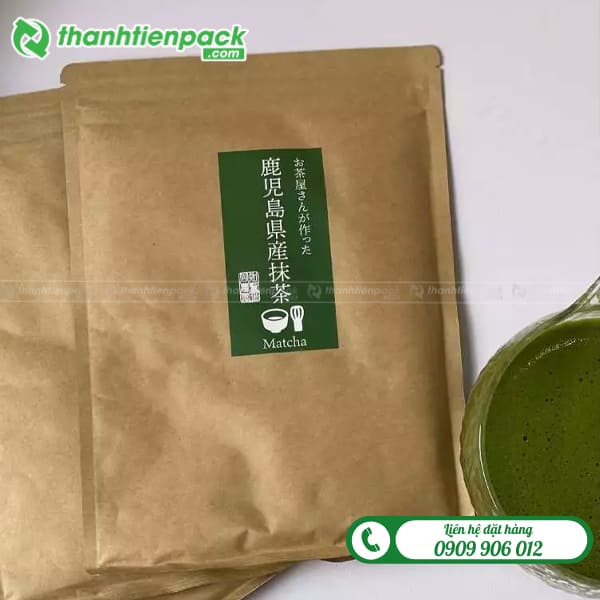 T&uacute;i giấy gh&eacute;p m&agrave;ng đựng bột matcha