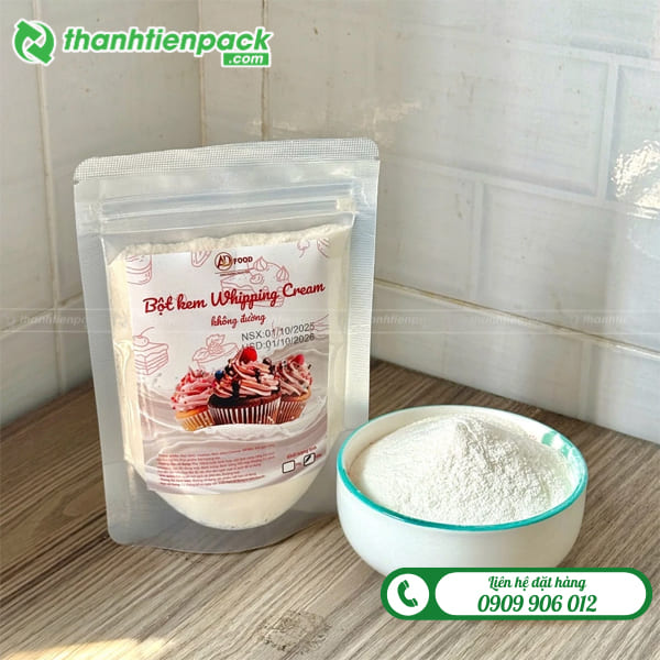 T&uacute;i zip bạc đựng bột l&agrave;m kem