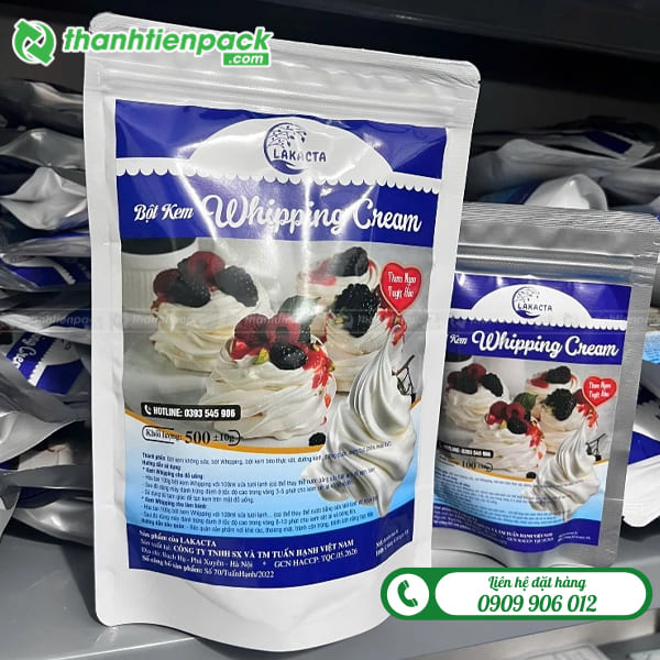 T&uacute;i zip trắng đựng bột l&agrave;m kem