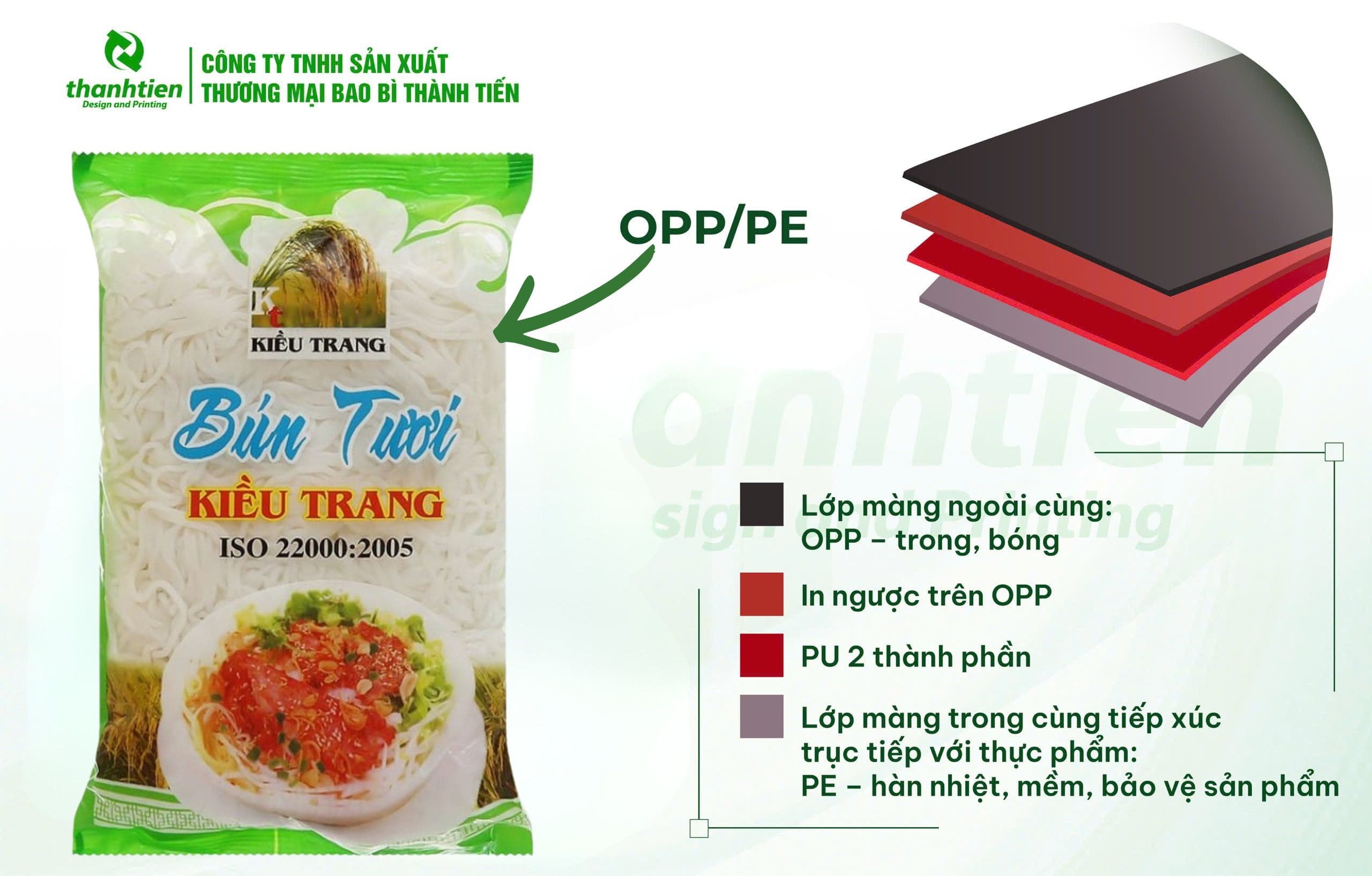Cấu tr&uacute;c bao b&igrave; b&uacute;n tươi OPP/PE