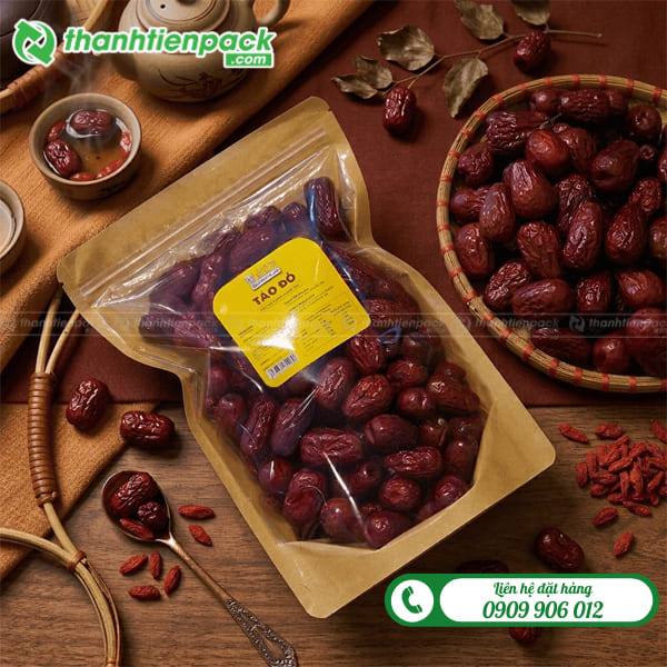 T&uacute;i zip giấy kraft đựng t&aacute;o đỏ