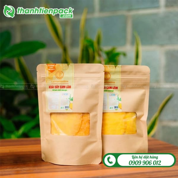 T&uacute;i zip giấy kraft đựng xo&agrave;i sấy dẻo 