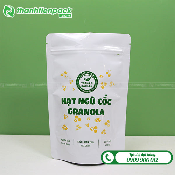 T&uacute;i zip m&agrave;u trắng b&oacute;ng đựng ngũ cốc