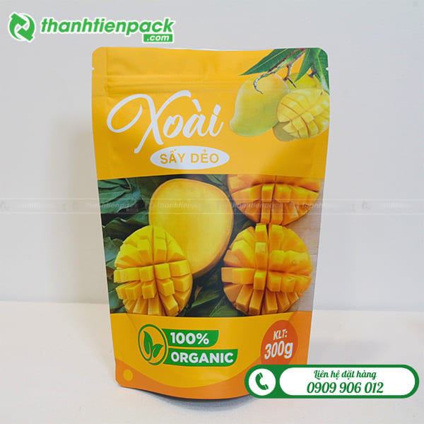 T&uacute;i zip m&agrave;u v&agrave;ng đựng xo&agrave;i sấy