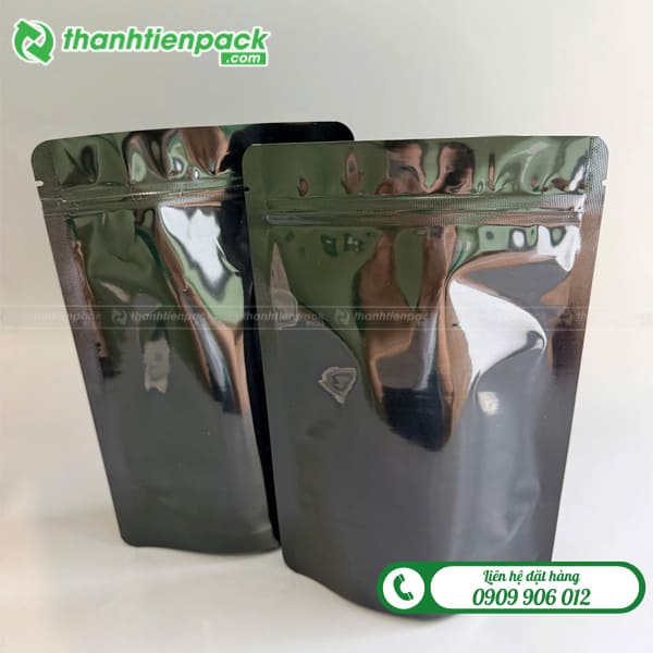 T&uacute;i zipper đen b&oacute;ng