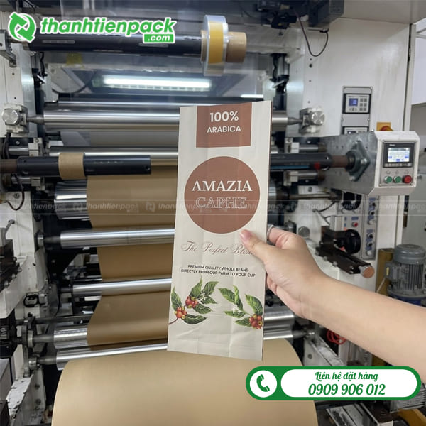T&uacute;i giấy 4 cạnh đựng c&agrave; ph&ecirc; arabica