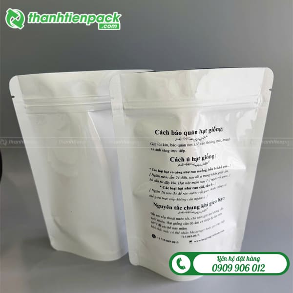 T&uacute;i zip trắng đựng hạt giống