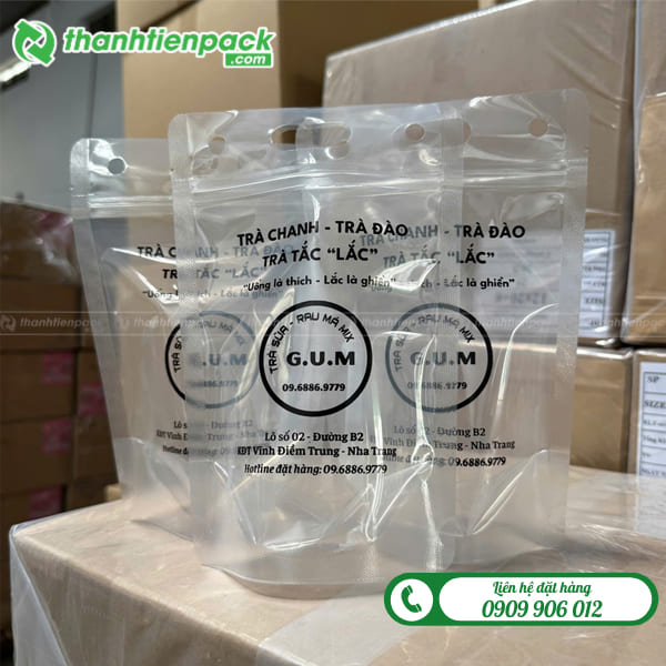 T&uacute;i zipper trong đ&aacute;y đứng đựng tr&agrave; chanh