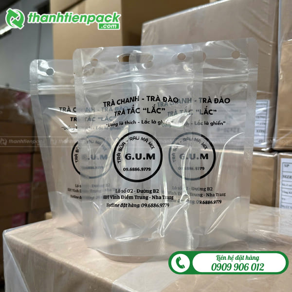 T&uacute;i zipper trong suốt đựng tr&agrave; chanh