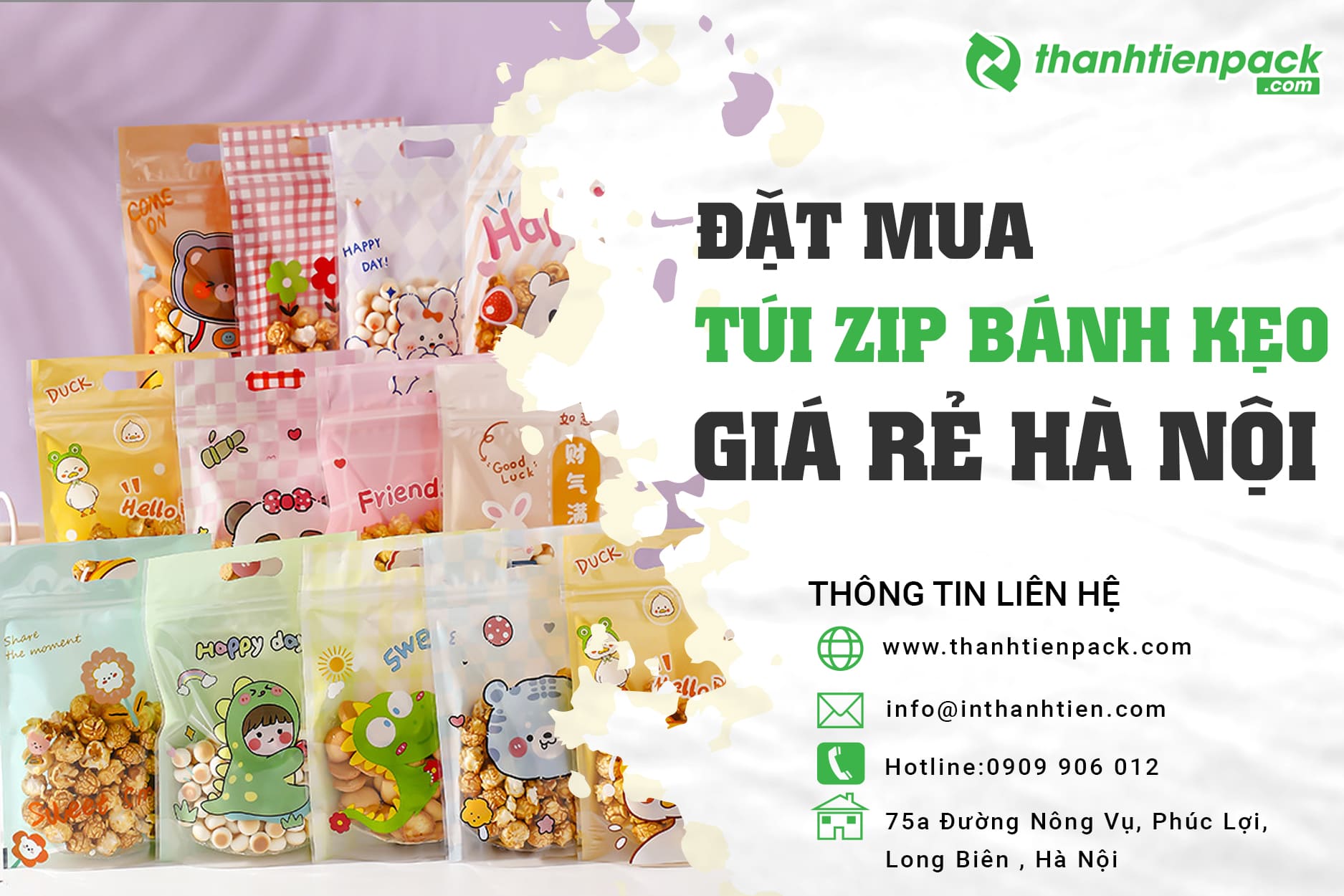 Túi zip đựng bánh kẹo nhiều mẫu mã đẹp, in ấn chất lượng