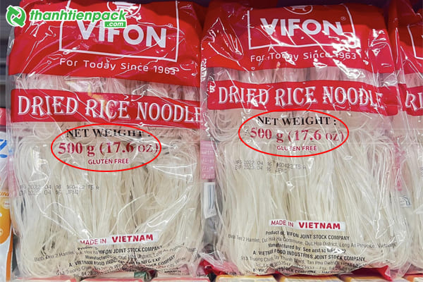 Net weight trên bao bì