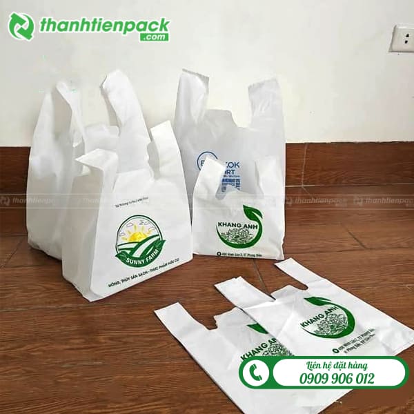 Túi xốp 2 quai trắng in ấn