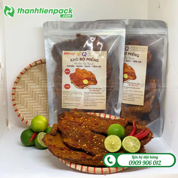 Túi zip bạc 1 mặt đựng khô bò