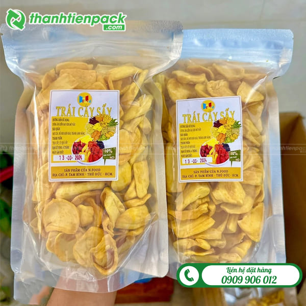 Túi zip bạc 1 mặt đựng mít sấy