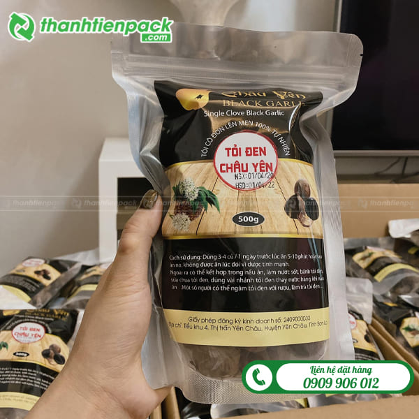 T&uacute;i zip bạc 1 mặt đựng tỏi đen