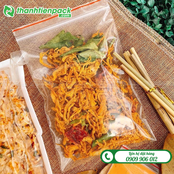 Túi zip chỉ đỏ đựng khô gà