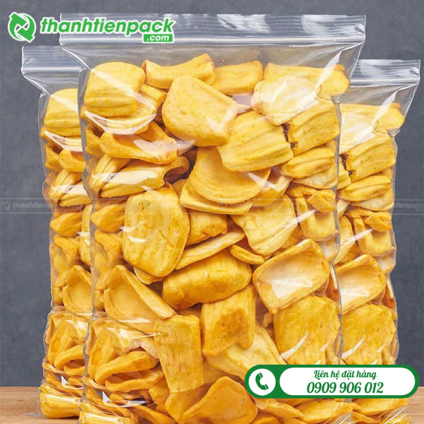 Túi zip chỉ trắng đựng mít sấy