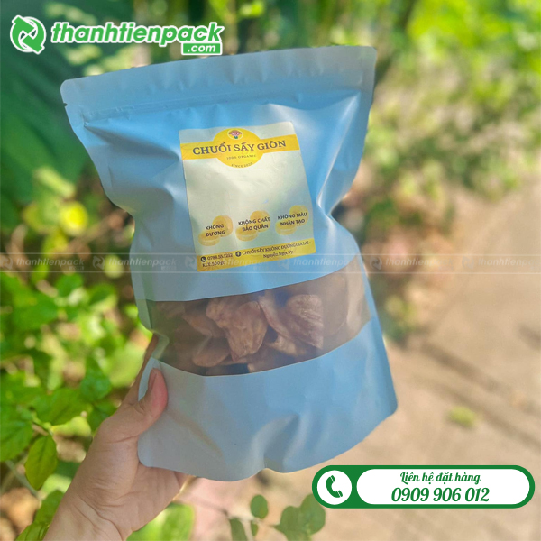 Túi zip có cửa sổ đựng chuối sấy