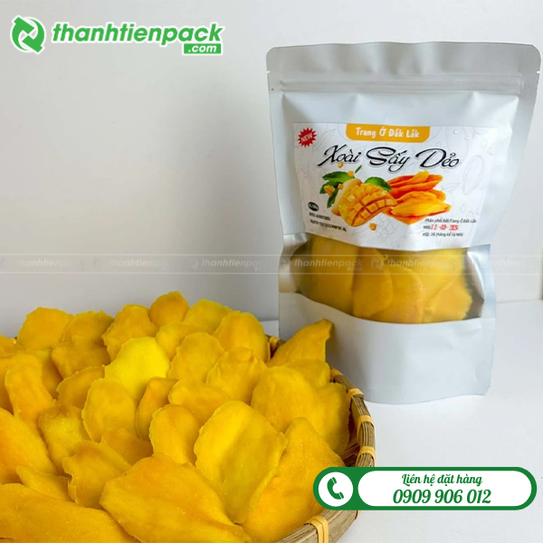 Túi zip có cửa số đựng xoài sấy