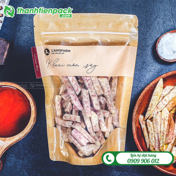 Túi zip giấy 1 mặt đựng khoai môn sấy