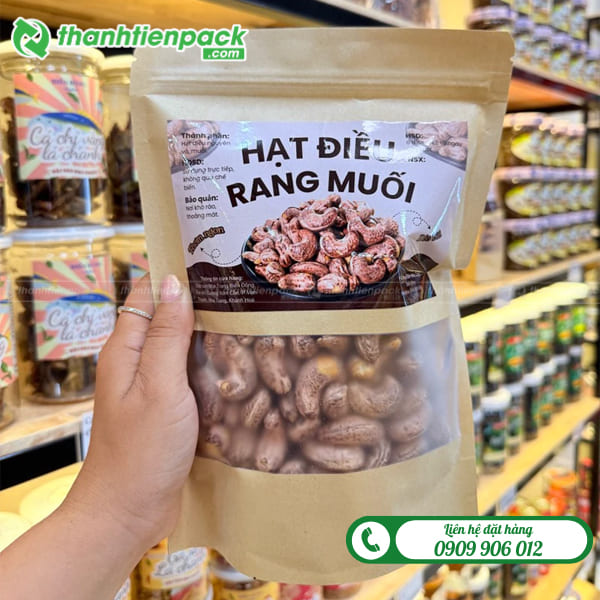 Túi zip giấy có cửa sổ đựng hạt điều