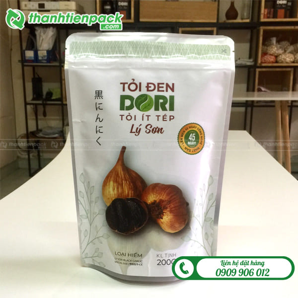 T&uacute;i zip trắng đựng tỏi đen