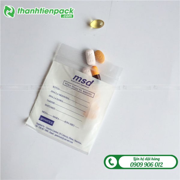 In túi zipper đựng thuốc tây