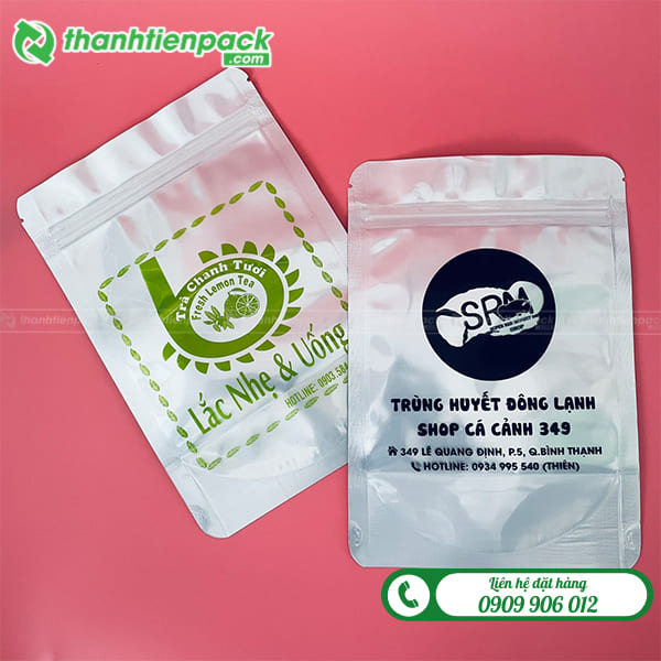 Túi zip 1 mặt bạc 1 mặt trong đựng trà sữa