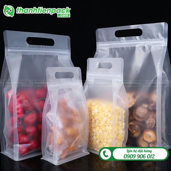Túi zip 8 cạnh trong đục lỗ tiện lợi