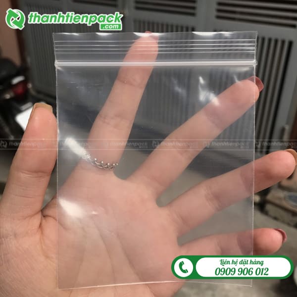 T&uacute;i zip chỉ trắng trong suốt