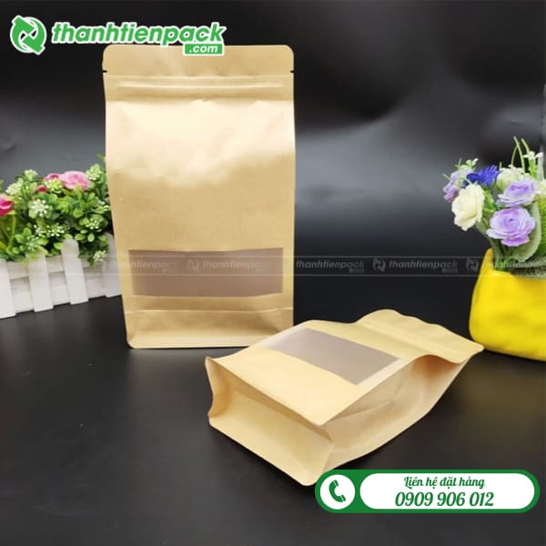 Túi zip giấy 8 cạnh có cửa sổ