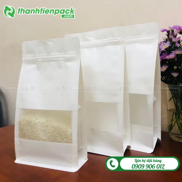 Túi zip giấy trắng 8 cạnh