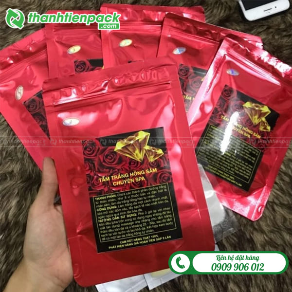 Túi zip màu đỏ đáy đứng