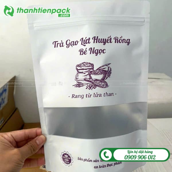 Túi zip màu trắng có cửa sổ