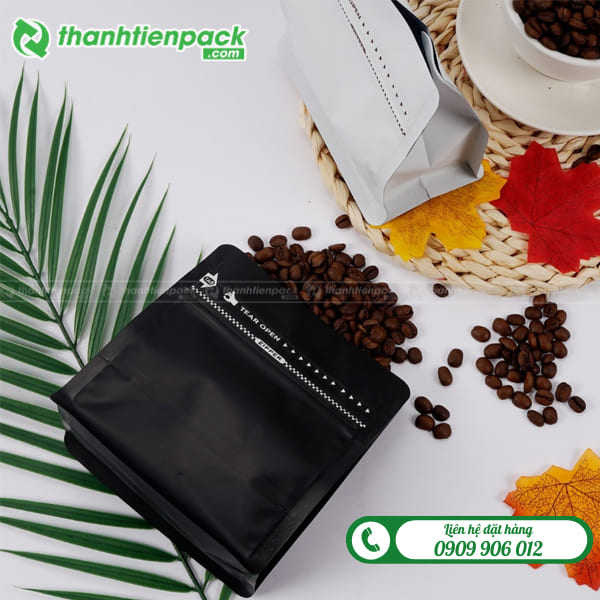 Túi zip nhôm 8 cạnh đựng cà phê